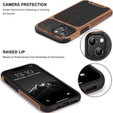 Compatible With Iphone 14 Case Wood Grain With Carbon Fiber Texture Design