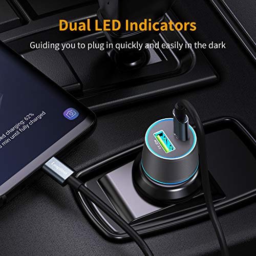 Fast Usb C Car Charger For Google Pixel 10/10 Pro/10 Pro Xl/10 Pro Fold/9/9A/8/7/6A Android Phone Plug, 48W Pd & Qc 3.0 Cigarette Lighter Adapter (Rapid Charging Type C Cable 3.3Ft Included)