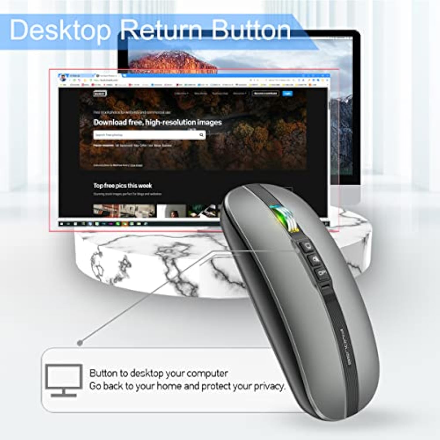 Bluetooth Mouse For Laptop,Slim & Silent Wireless Travel Mice Usb C Rechargeab