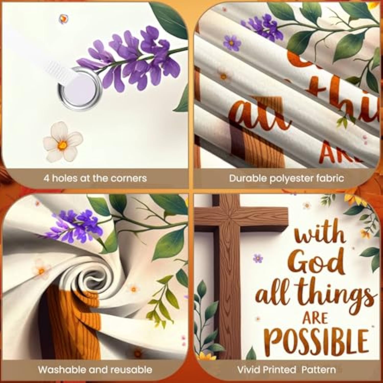 Spring Door Cover Banner Sunflower Door Cover With God All Things Are Possible Backdrop Welcome Spring Summer Front Door Banner Nativity Christian Hanging Banner For Home Door Thanksgiving Day Christmas