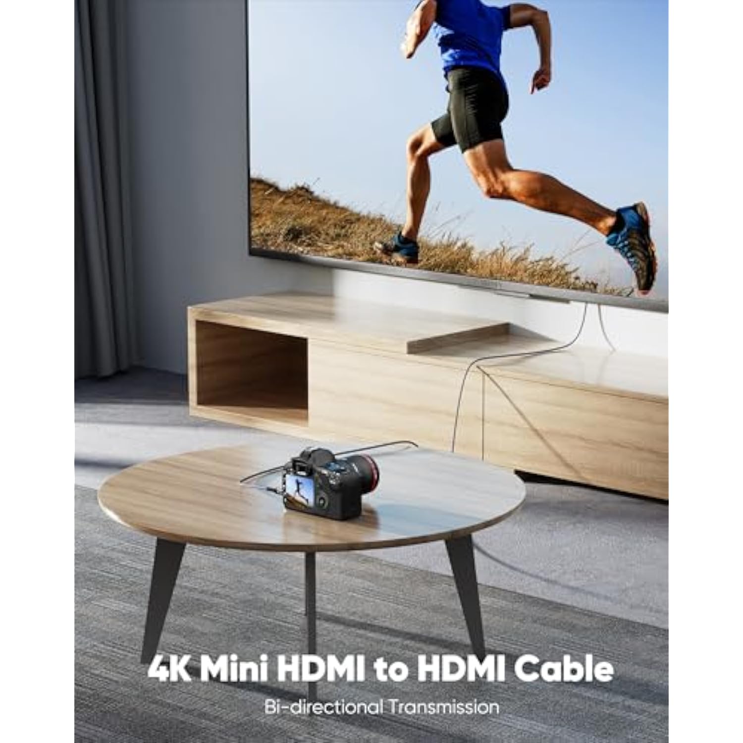 Mini Hdmi To Hdmi Cable 10Ft, (4K 60Hz) High Speed Hdmi To Mini Hdmi Male Bi-D