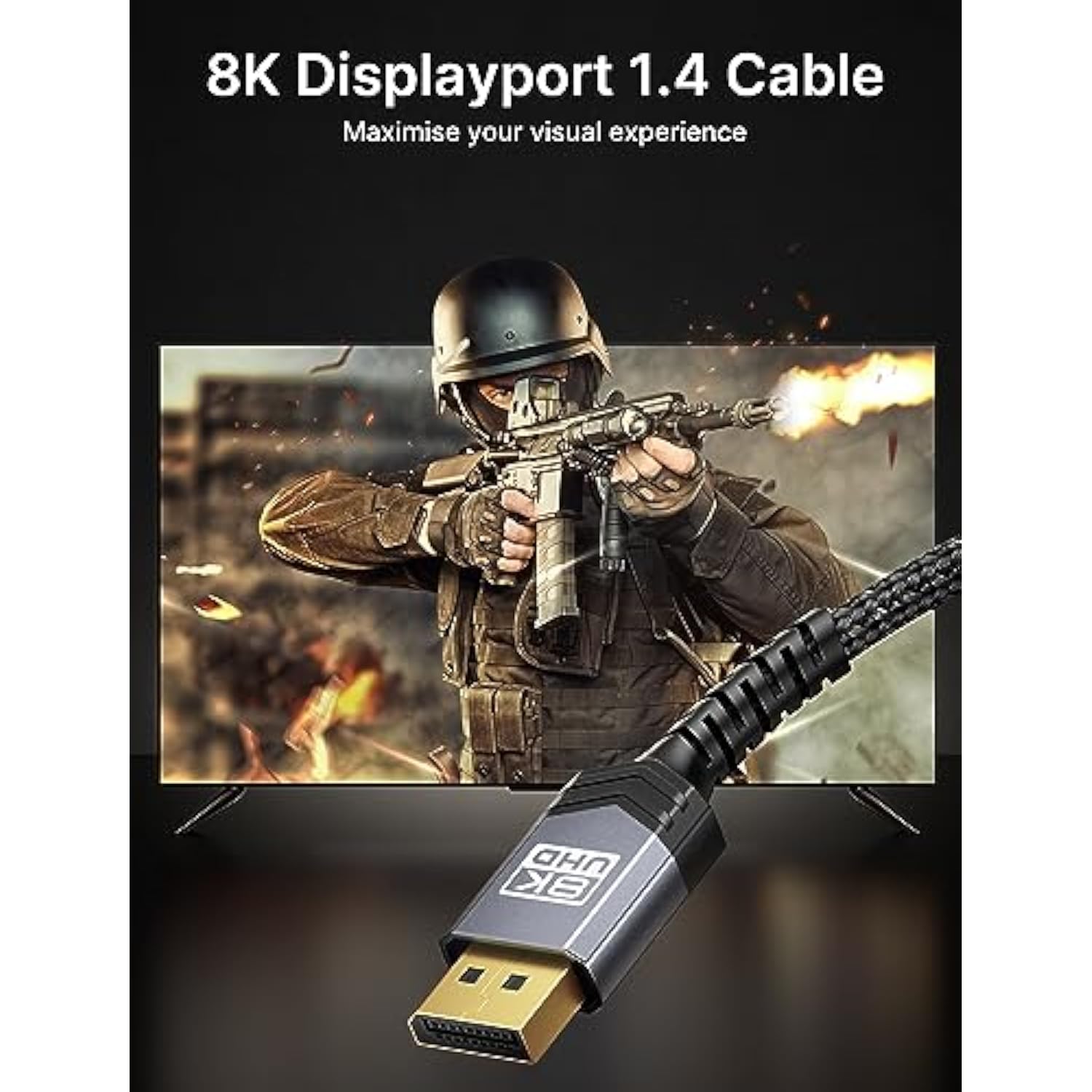 Displayport Cable 1.4 15Ft | 8K Dp Cable High Speed Display Port Cord | 8K@60H