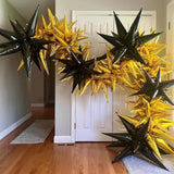 12pc Gold Star Explosion Balloons Large Spike Mylar Cone Party Decor