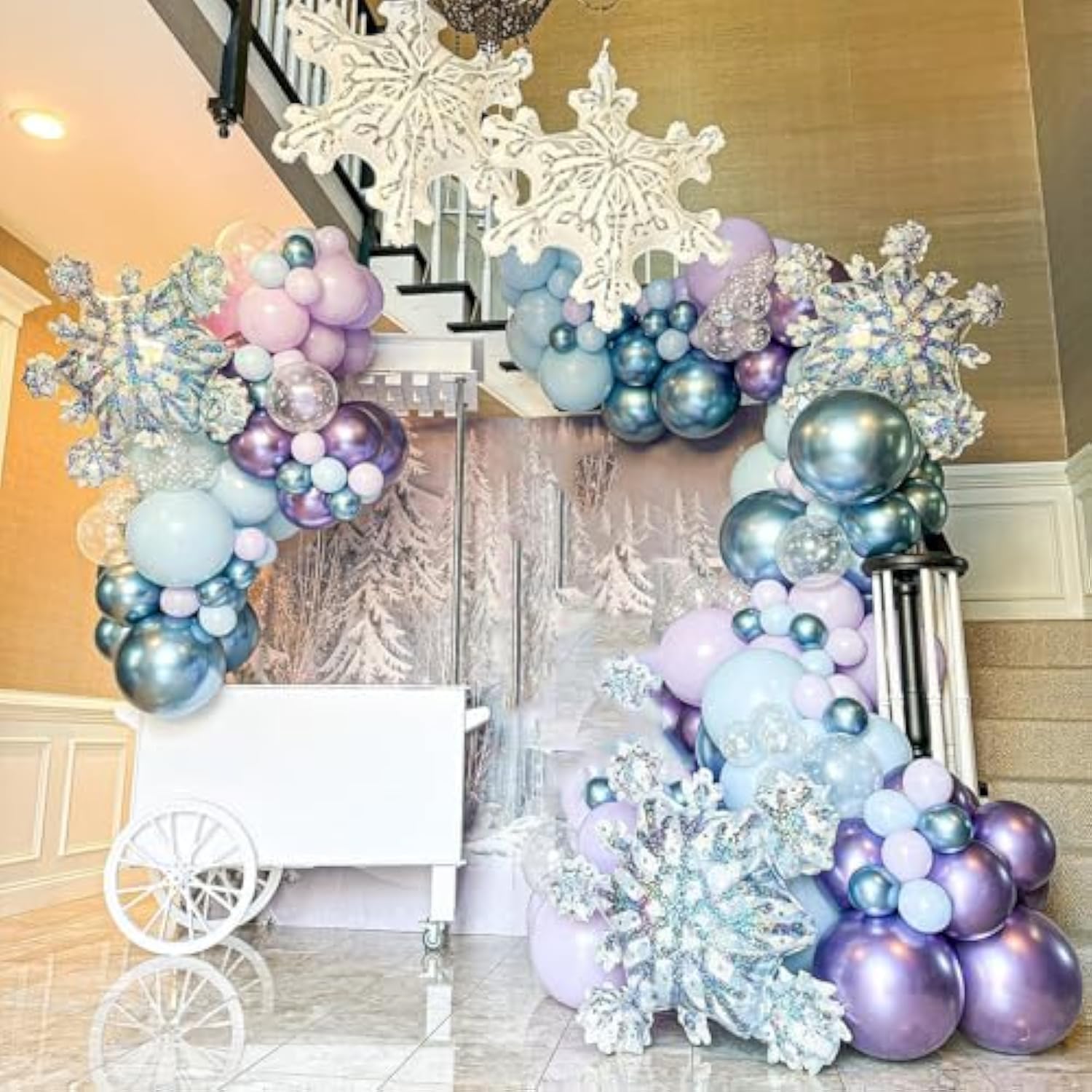 Frozen Balloon Arch Garland Kit, 164Pcs Winter Wonderland Balloon Arch Kit Blue Purple Clear Snowflake Balloons For Winter Wonderland Theme Baby Shower Snow Girl Princess Birthday Decorations