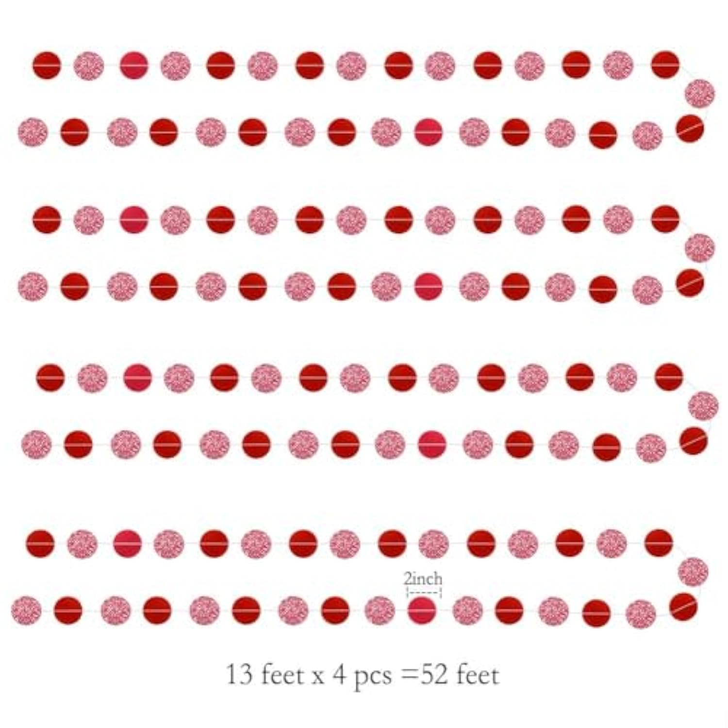 Glitter Red Circle Dots Garland Kit For Party Hanging Decoration/Strea