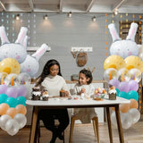 Easter Bunny Balloon Arch Cute Balloon Decorations Party Supplies Rabbit Pastel Foil Mylar Ornaments For Spring Baby Showers Kids' Birthdays Classroom Parties