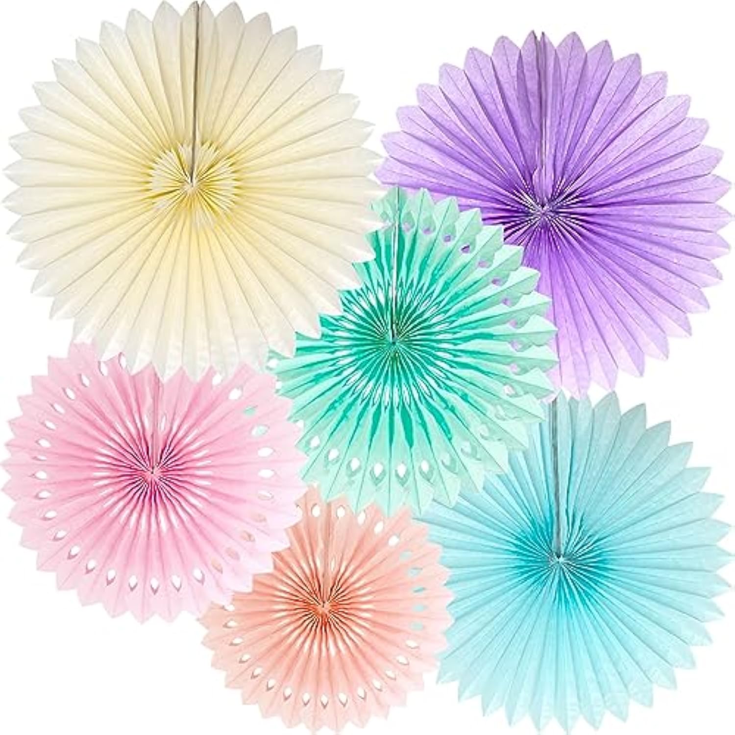 Pastel Rainbow Paper Fans: Party Decorations, Wall Hanging Set