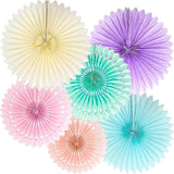 Pastel Rainbow Paper Fans: Party Decorations, Wall Hanging Set