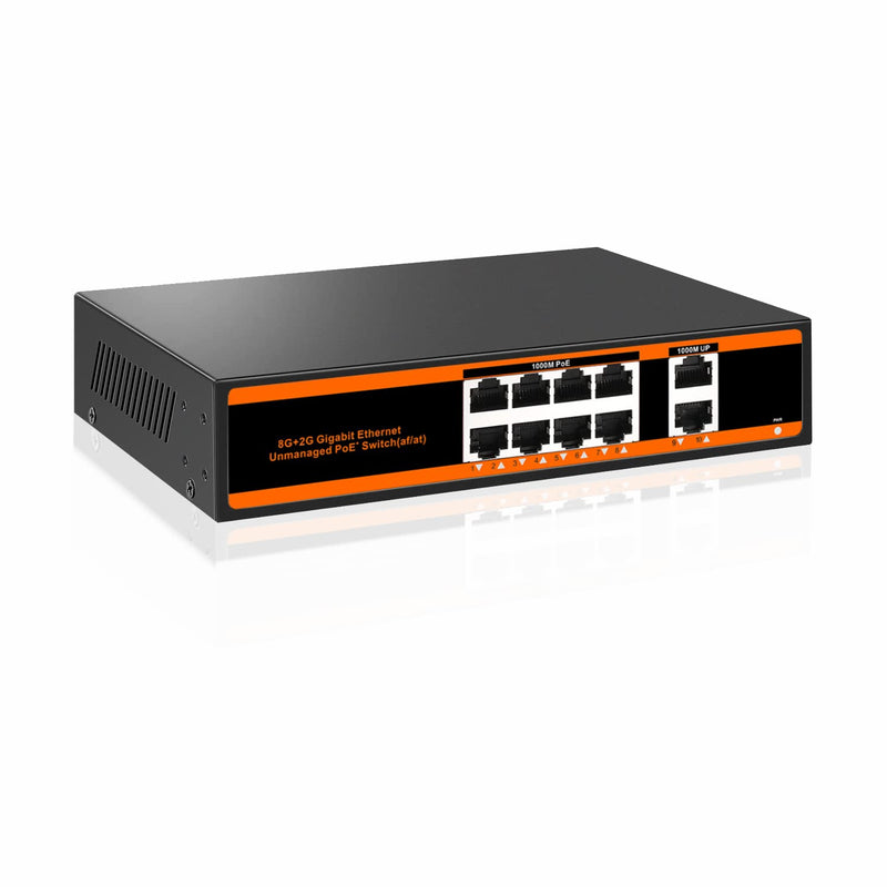 8 Port Gigabit Poe+ Switch With 2 Gigabit Uplink,802.3Af/At Compliant,150W Bui