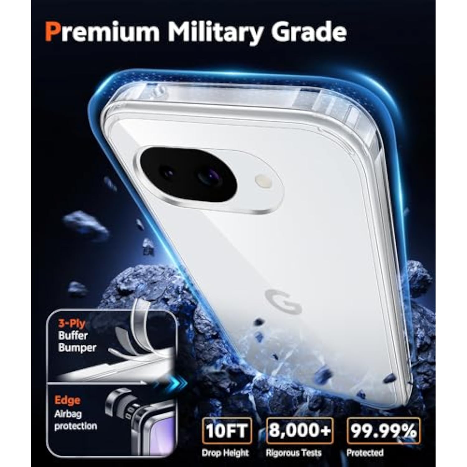 Clear Google Pixel 10a Phone Case with Built-in Screen Protector