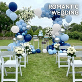 Navy Light Blue Silver White Balloons Arch Kit Birthday Decoration, 129pcs