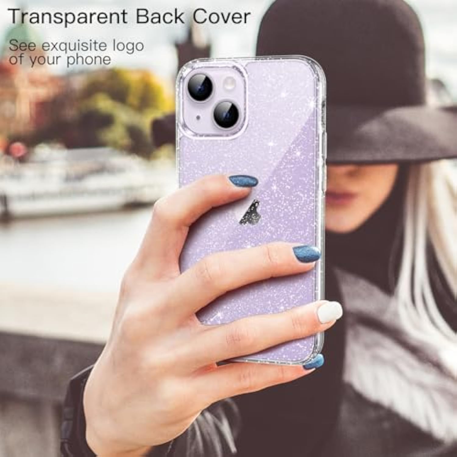JETech Glitter Case for iPhone 14 Plus 6.7-Inch, Bling Sparkle Shockproof Phone Bumper Cover, Cute Sparkly for Women and Girls (Clear)