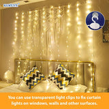 300Led Fairy Curtain Lights, 9.8X9.8Ft Tangle-Free Usb Plug In 8 Modes Timer Christmas String Hanging Lights With Remote