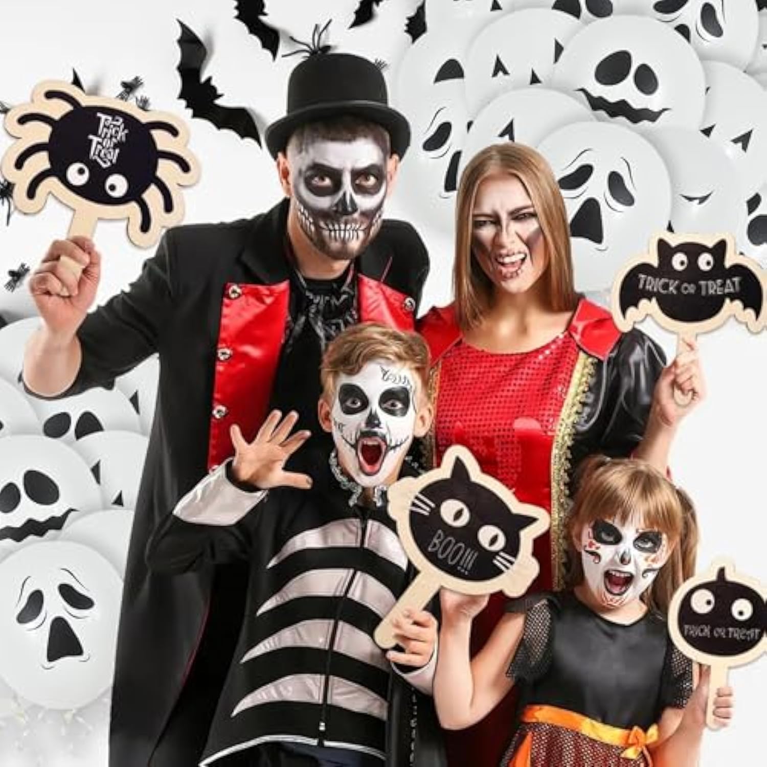 40Pcs Halloween Balloons 12" Latex - Black & White Pumpkin Ghost Scary Party Decor