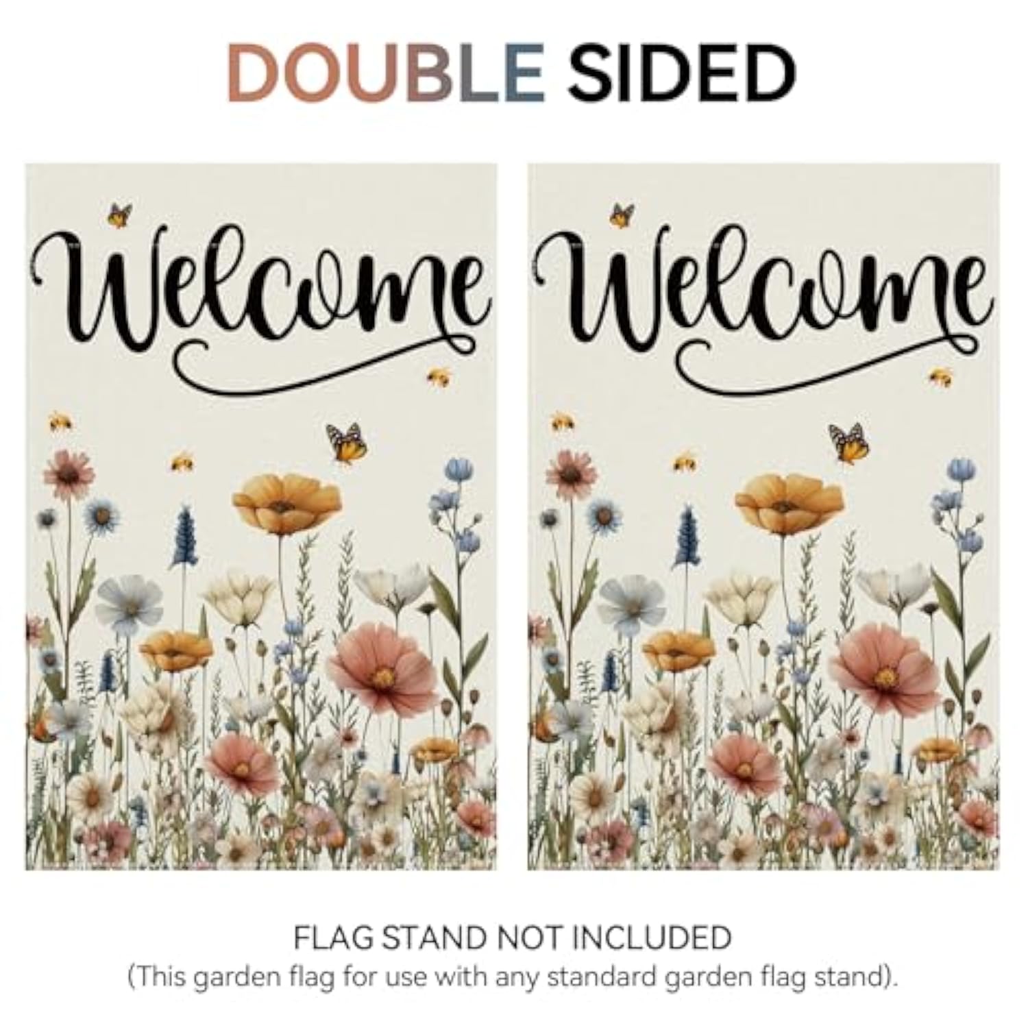 Spring Floral Garden Flag Double Sided 12X18 Inch Floral Hello Spring Sign, Seasonal Welcome Yard Flag Banner House Farmhouse Outdoor Decor Burlap