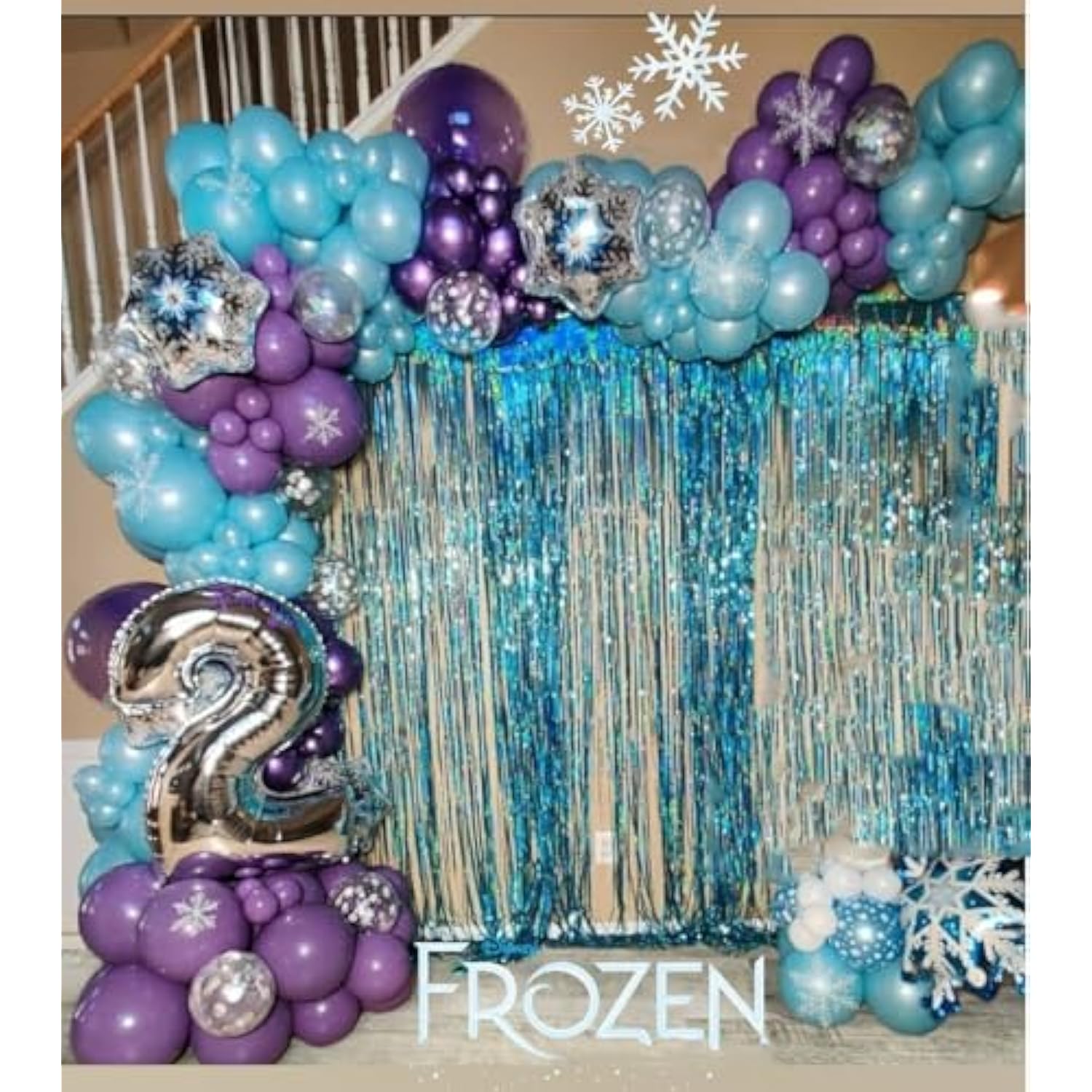 Frozen Balloon Arch Garland Kit, 164Pcs Winter Wonderland Balloon Arch Kit Blue Purple Clear Snowflake Balloons For Winter Wonderland Theme Baby Shower Snow Girl Princess Birthday Decorations