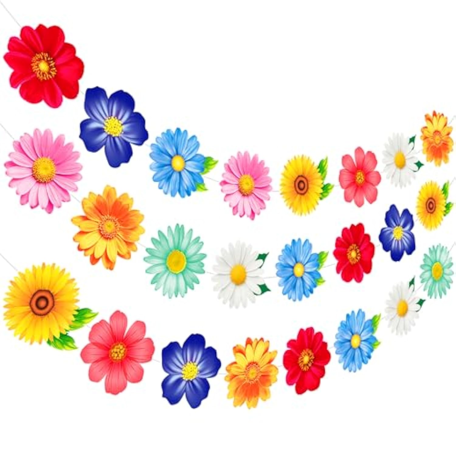 3Pcs Spring Flower Hanging Banners Daisy Garlands Floral Party Decoration For Spring Flower Theme Birthday Wedding Baby Shower Supplies
