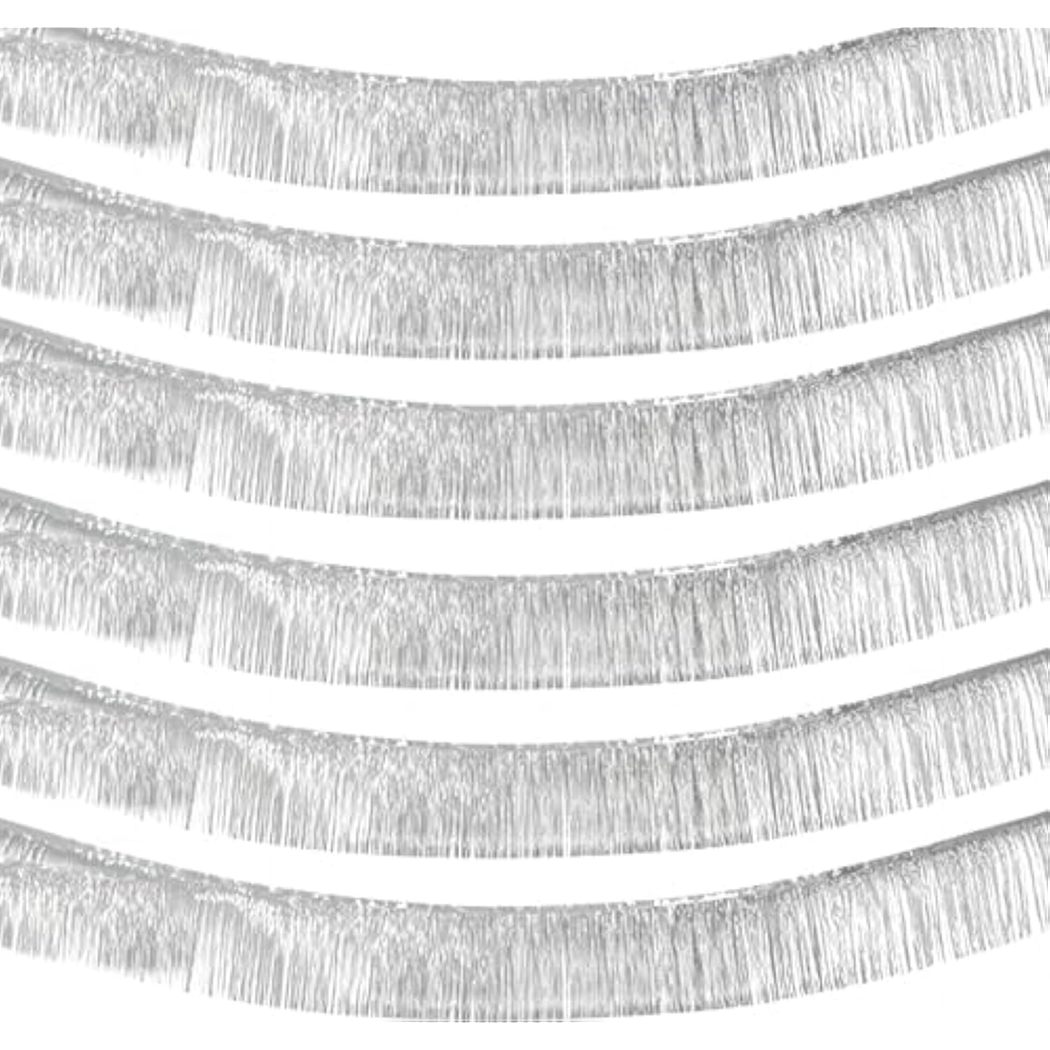 10 Pack 10 Feet Silver Foil Fringe Garland Metallic Tinsel Streamers Banner Wall Hanging Curtain Backdrop For Parade Floats, Bachelorette, Wedding, Birthday, Valentine'S Day Party Decorations
