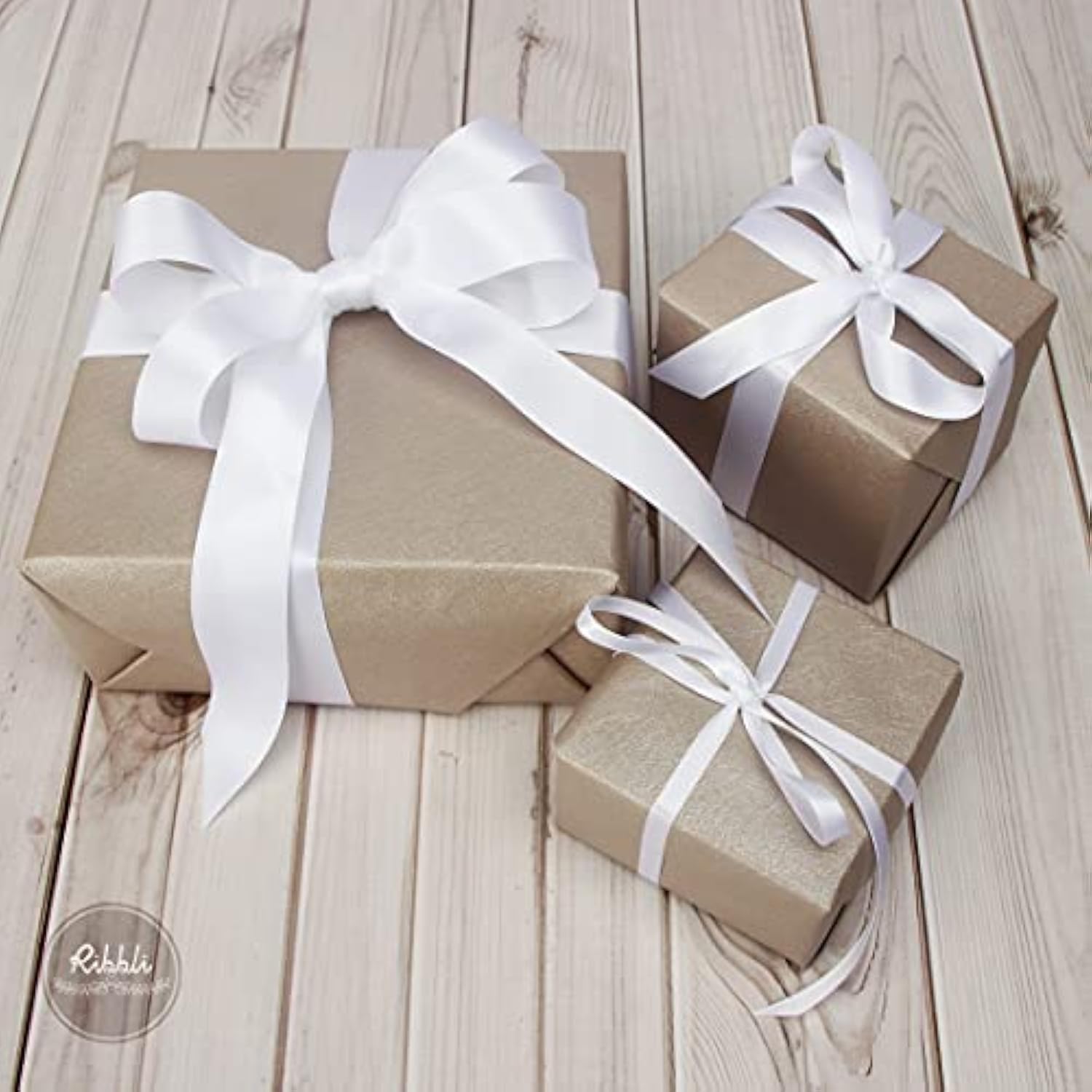 3 Rolls Double Faced Solid Satin White Craft Ribbon,Total 30 Yards,(1/