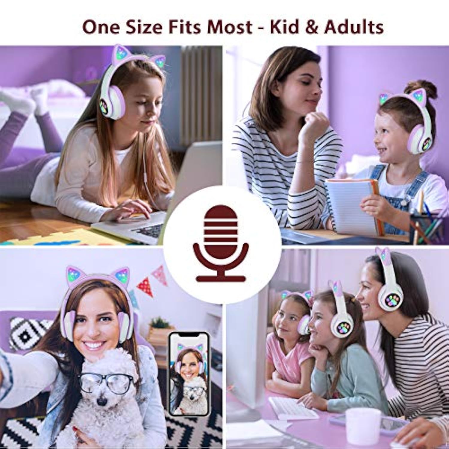 Wireless Headphones Cat Ear Led Light Up Bluetooth Foldable Headphones Over Ea
