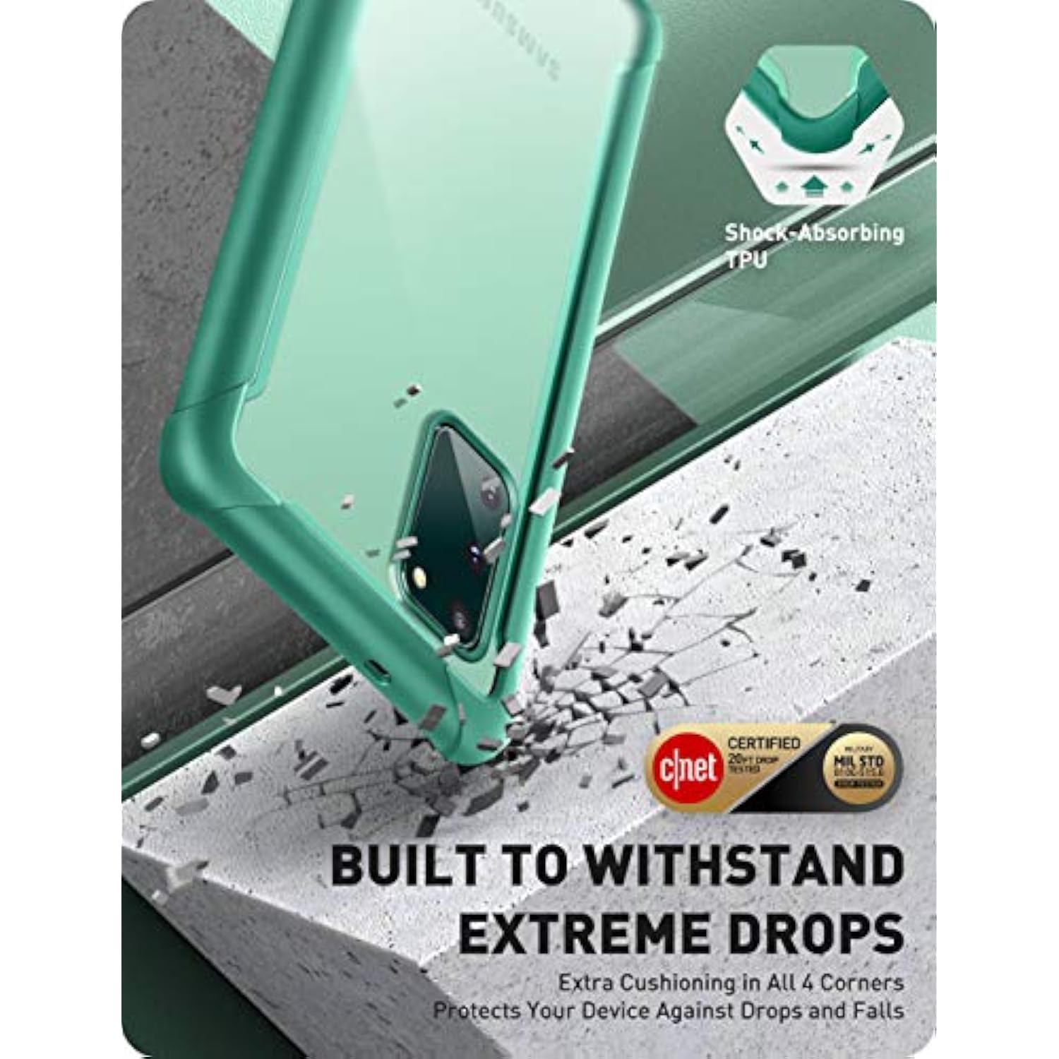 i-Blason Ares Series Designed for Samsung Galaxy S20 FE 5G Case (2020 Release), Dual Layer Rugged Clear Bumper Case with Built-in Screen Protector (MintGreen)