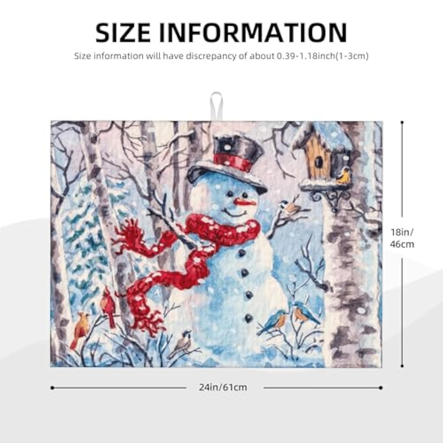 Merry Christmas Snowman Dish Drying Mat 18"X24" For Kitchen Counter, Absorbent Microfiber Dishes Draining Pad Rack Mats Fast Dry Kitchen Accessories