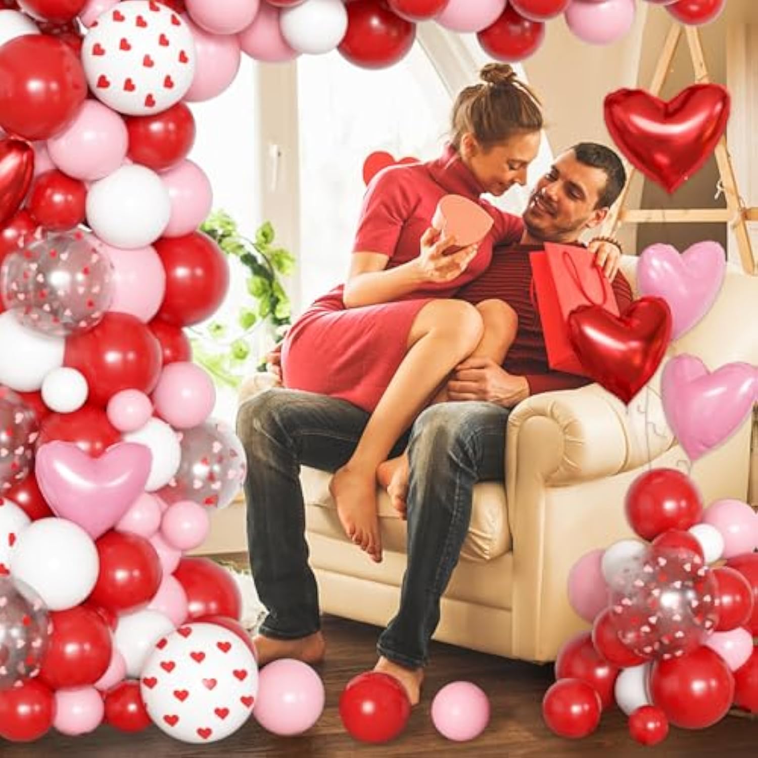 167Pcs Valentines Day Balloons Garland Arch Kit, Pink Red White Confetti Heart Balloon For Women Girls Valentine'S Mother'S Day Wedding Bachelorette Engagement Anniversary Party Decorations
