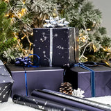 30 Inch Navy Blue Wrapping Paper Roll - Jumbo Roll Navy And Silver Constellation Wrapping Paper For Men, Birthday, Holiday, Father'S Day, Baby Shower - 3 Rolls - 30 Inch X 120 Inch Per Roll