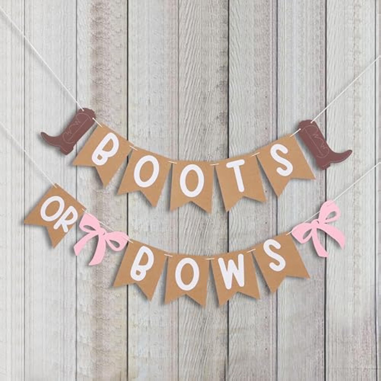 "Boots or Bows" Gender Reveal Banner Cowgirl Party Supplies & Decoration Sign