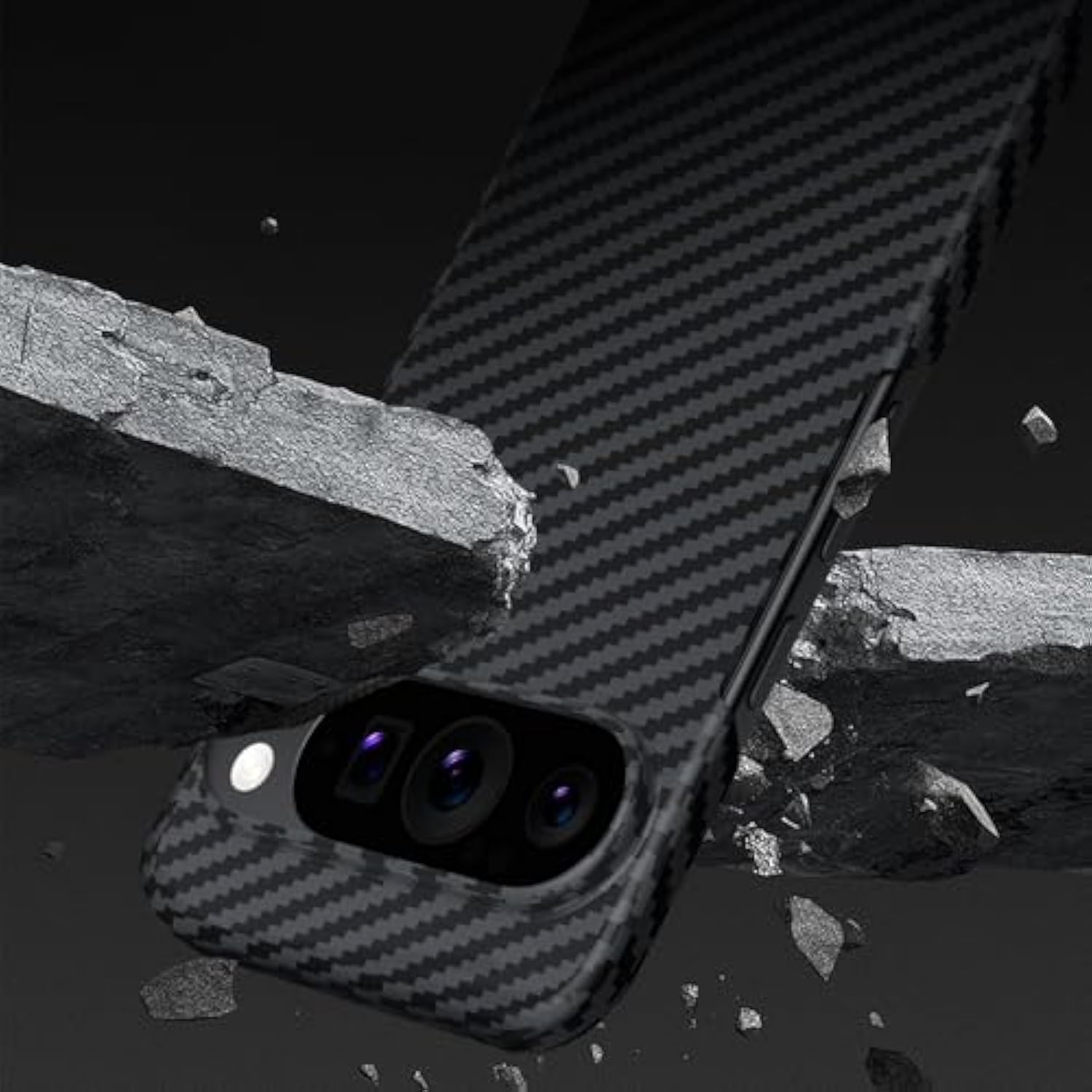 For Google Pixel 10 Pro Xl Case Slim Thin Carbon Fiber Design Phone Cover, Caseless Feel, Matte Anti-Scratch Shockproof Enhanced Grip Minimalist Striped Case For Google Pixel 10 Xl,Black