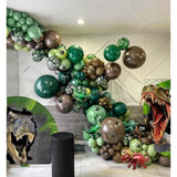 Dinosaur Balloon Arch Garland Kit 117 Pcs Dark Green Sage Green Brown Dino Foil Balloons For Kids Boys Jungle Safari Dinosaur Theme Tailgate Party Baby Shower Decoration Supplies