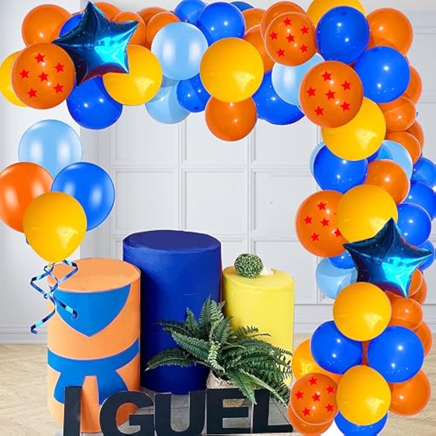 Dragon Balloons Dragon Z Party Supplies - 139 Pcs 7 Stars Balls Birthday Balloon Garland Arch Kit, Dragon Z Ball Latex Balloon Arch For Video Game Cartoon Ball Birthday Party Decorations (Blue)