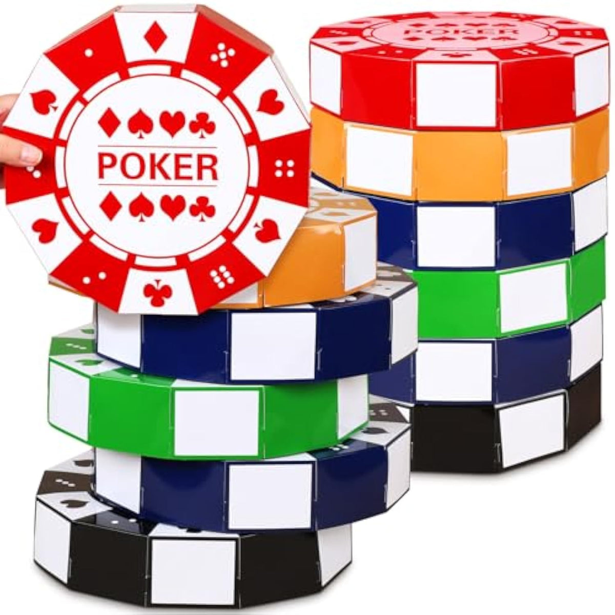 12 Pcs Large Poker Chip Favor Boxes 9 Inch Casino Themed Party Decorations Giant Chip Table Centerpiece For Game Night New Year Prom Casino Birthday Party Supplies