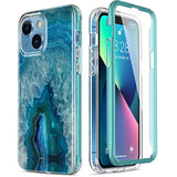 For Iphone 13 Case With Built-In Screen Protector,Military Grade Rugged Cover With Fashionable Designs For Women Girls,Protective Phone Case 6.1" Agate Stone