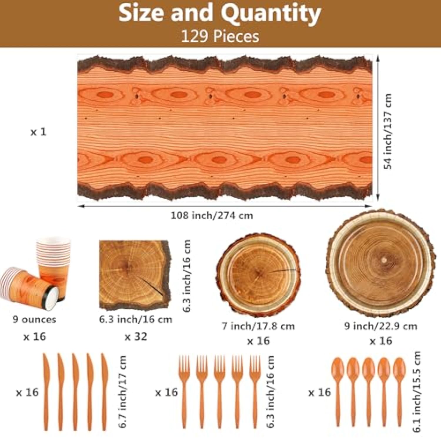 129pcs Camping Birthday Party Supplies Camo Hunting Tableware Decor