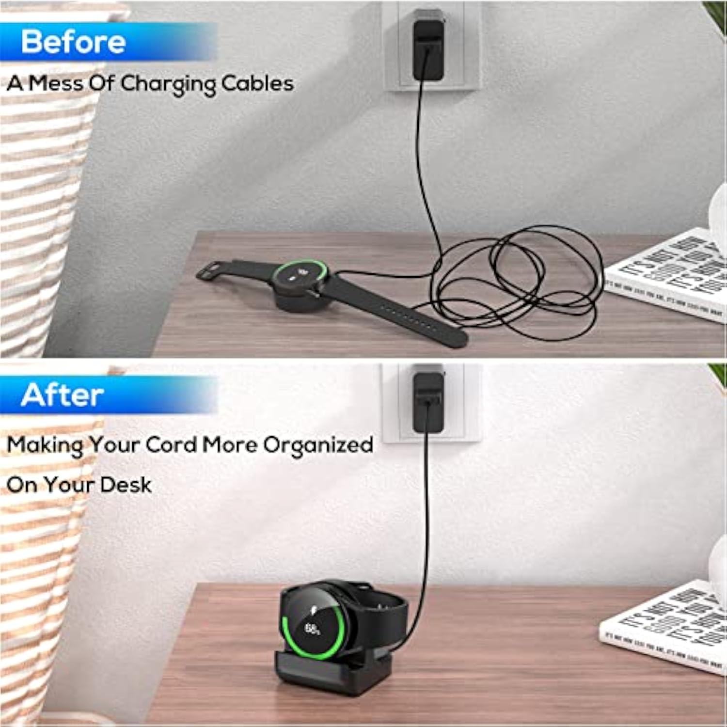 Stand For Samsung Galaxy Watch 7 40,44Mm /Watch Ultra/6 Classic/5/5 Pro Charger,Non-Slip Silicone Charger Dock Accessories Support Charging Holder-Black (Cable Not Included)