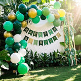 100 Pcs Green Metallic White Balloons Set 12" Confetti Latex for Party Decor