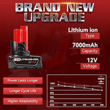 2-Pack 7Ah 12V Replacement Lithium Batteries for Milwaukee M-12 Cordless Tools