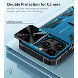 For Iphone 15 Pro Case: Military Grade Drop & Shock Protection Cell Phone Cover With Kickstand & Slide | Rugged Protective Bumper Textured (Blue)