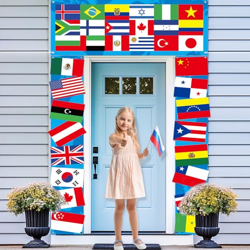 International Party Decorations 3 Pcs Country World Flags Door Banner Decor