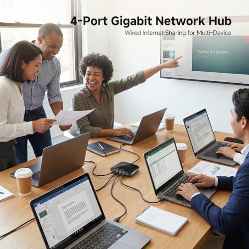 Usb C To 4-Port Gigabit Ethernet Switch For Network Sharing On The Move, Thunderbolt Ethernet Splitter, Usb C Gigabit Switch, Compatible With Thunderbolt 5/4