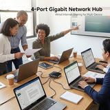 Usb C To 4-Port Gigabit Ethernet Switch For Network Sharing On The Move, Thunderbolt Ethernet Splitter, Usb C Gigabit Switch, Compatible With Thunderbolt 5/4
