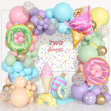 Pastel Donut Balloon Arch Garland Kit, 162Pcs Donut Two Sweet One Birthday Party Supplies Girl Pastel Sprinkle Confetti Candy Ice Cream Foil Balloons For First Birthday Party Baby Shower Decorations