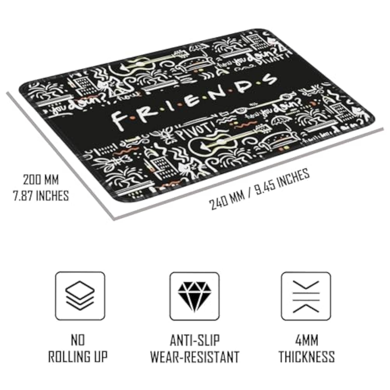 Friends Merchandise Mouse Pad For Desk, Computer Or Gaming Mousepad, Friends Merch Mouse Mat, Funny Friends Gifts For Coworkers, Friends, Families Or Friends Tv Show Fans