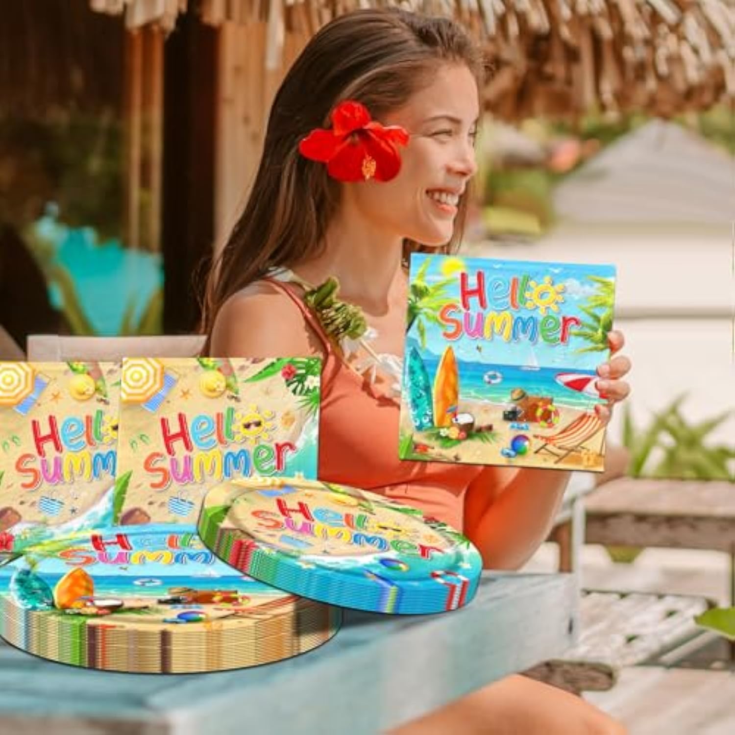 60Pcs Beach Plates And Napkins Set Beach Party Supplies Summer Plates And Napkins Hawaiian Luau Tableware Tropical Party Supplies Surfboard Party Decor Beach Party Decorations