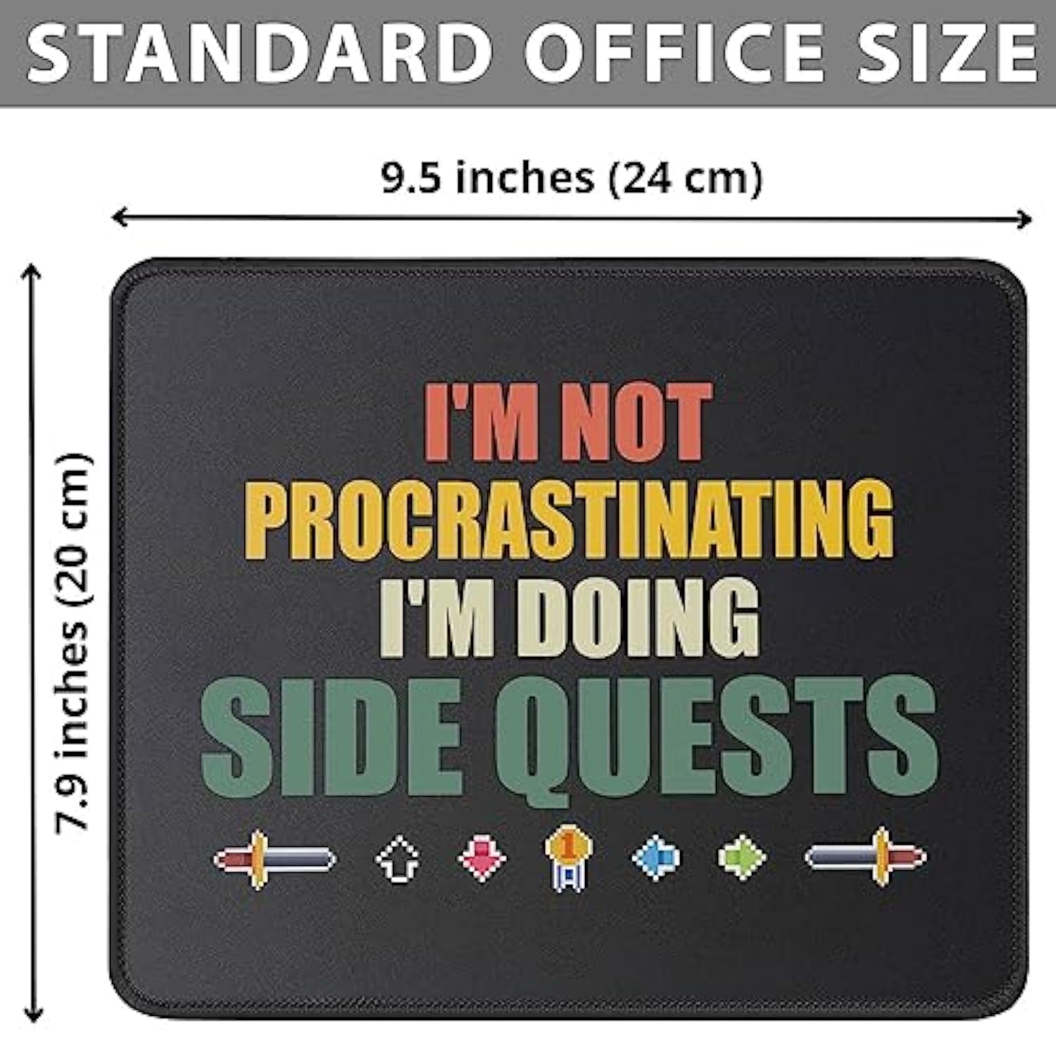 I'M Not Procrastinating I'M Doing Side Quests Funny Gamer Mouse Pad - Men Video Game Mouse Mat For Gamers - Gaming Mousepad 9.5 Inch
