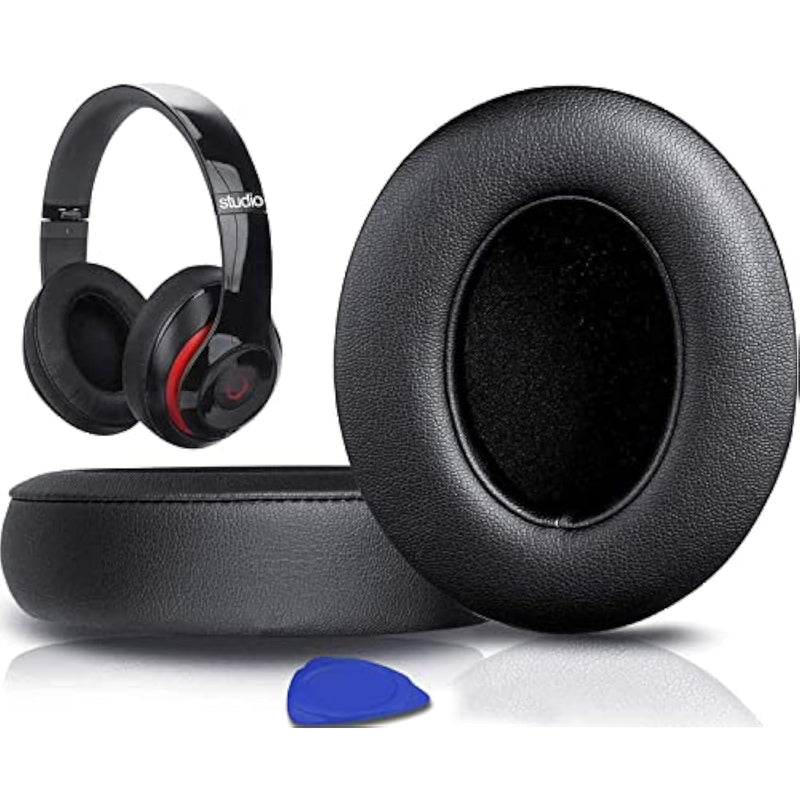 Replacement Ear Pads Cushions For Beats Studio 2.0 & 3 Wired/Wireless Over-Ear Headphones, Earpads With Soft Protein Leather, Noise Isolation Memory Foam (Black)