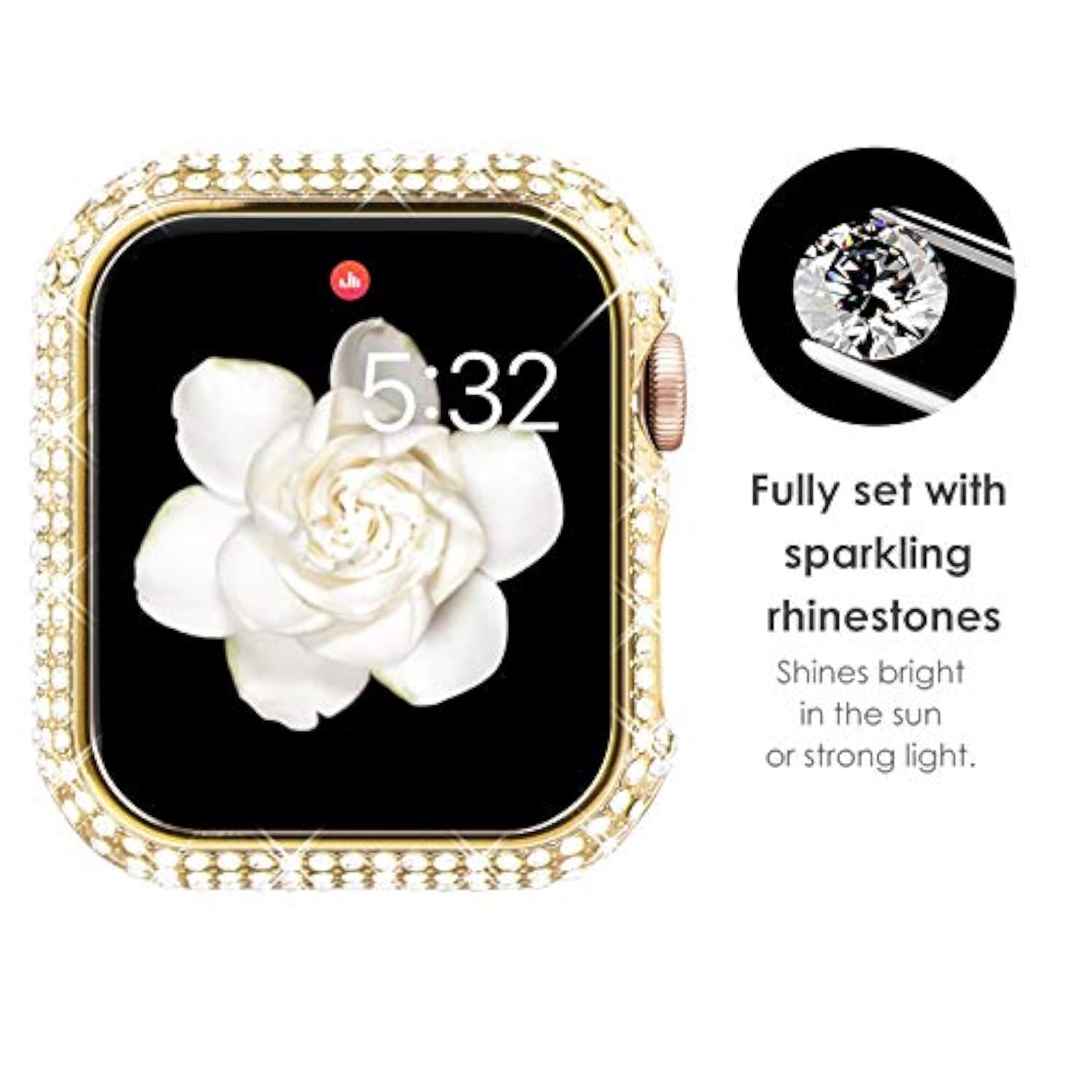 2-Pack Full Diamonds Bling Cases for Apple Watch Case 40mm Women, Fully Paved Diamonds Protective Bumper for iWatch SE Series 6 5 4 40mm, Gold/Clear