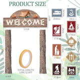 12 Pcs Camping Themed Party Decorations Welcome Banner With 9 Pcs Porch Laminated Sign 1 Double Sided Tape For Summer Camp Birthday Hawaii Themed Party Activity Decor Door Natural Style