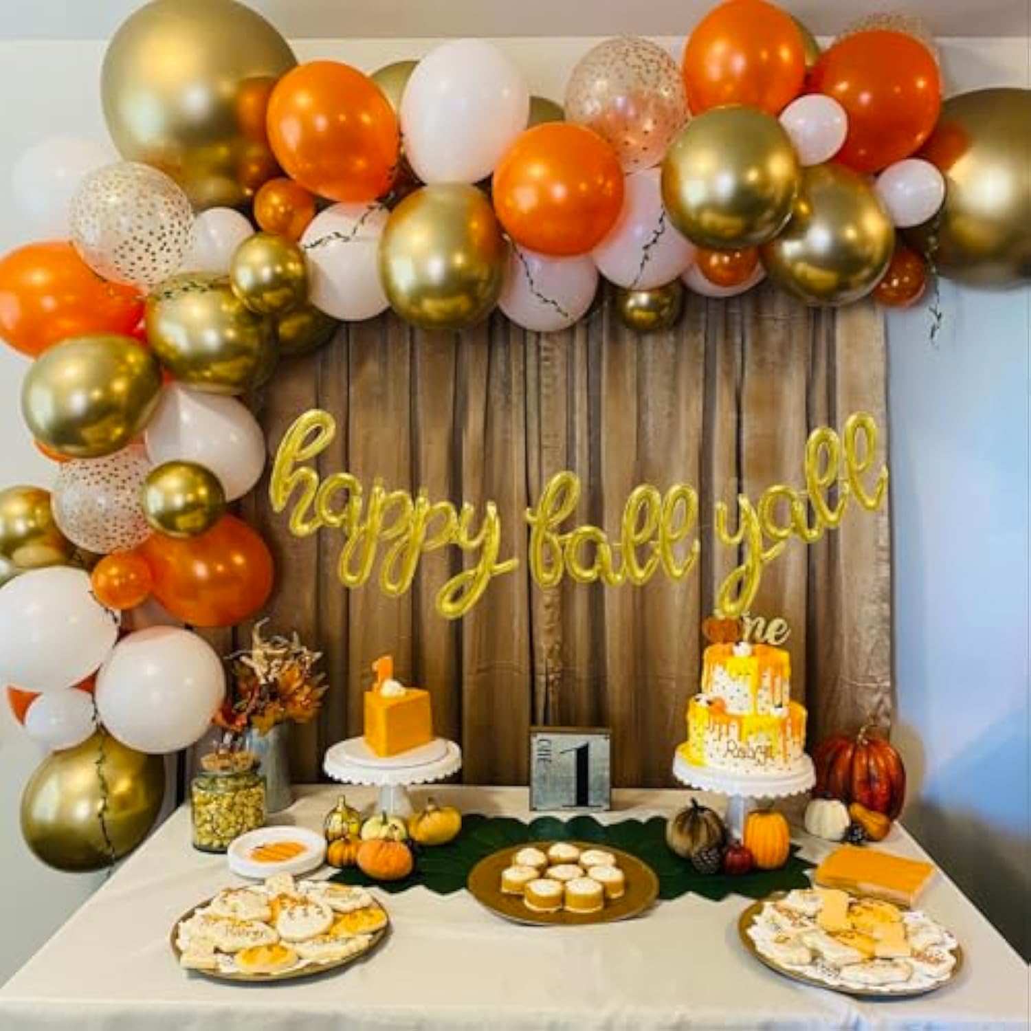 Happy Fall Yall Gold Letter Balloons 18 Inch Thanksgiving Party Decorations Garland